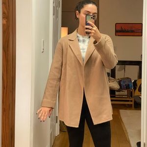 Tan wool blazer coat from Aritzia.